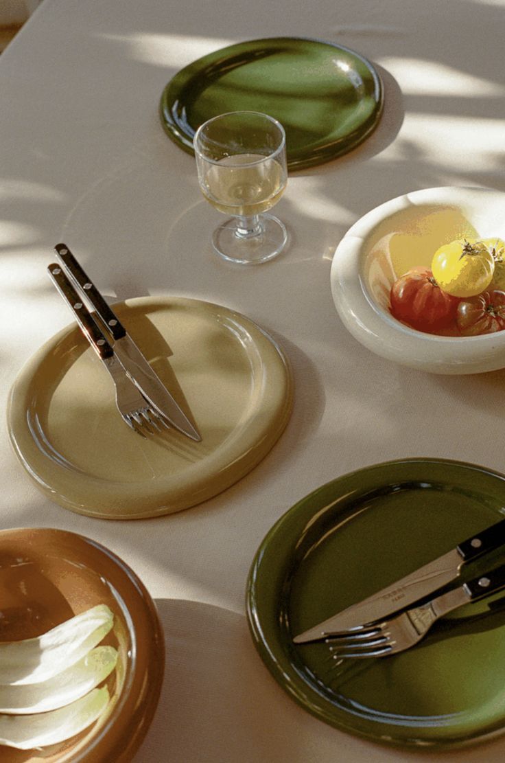 Morning table setting with thoughtful tableware