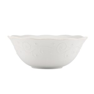 Beaded White Large Serving Bowl